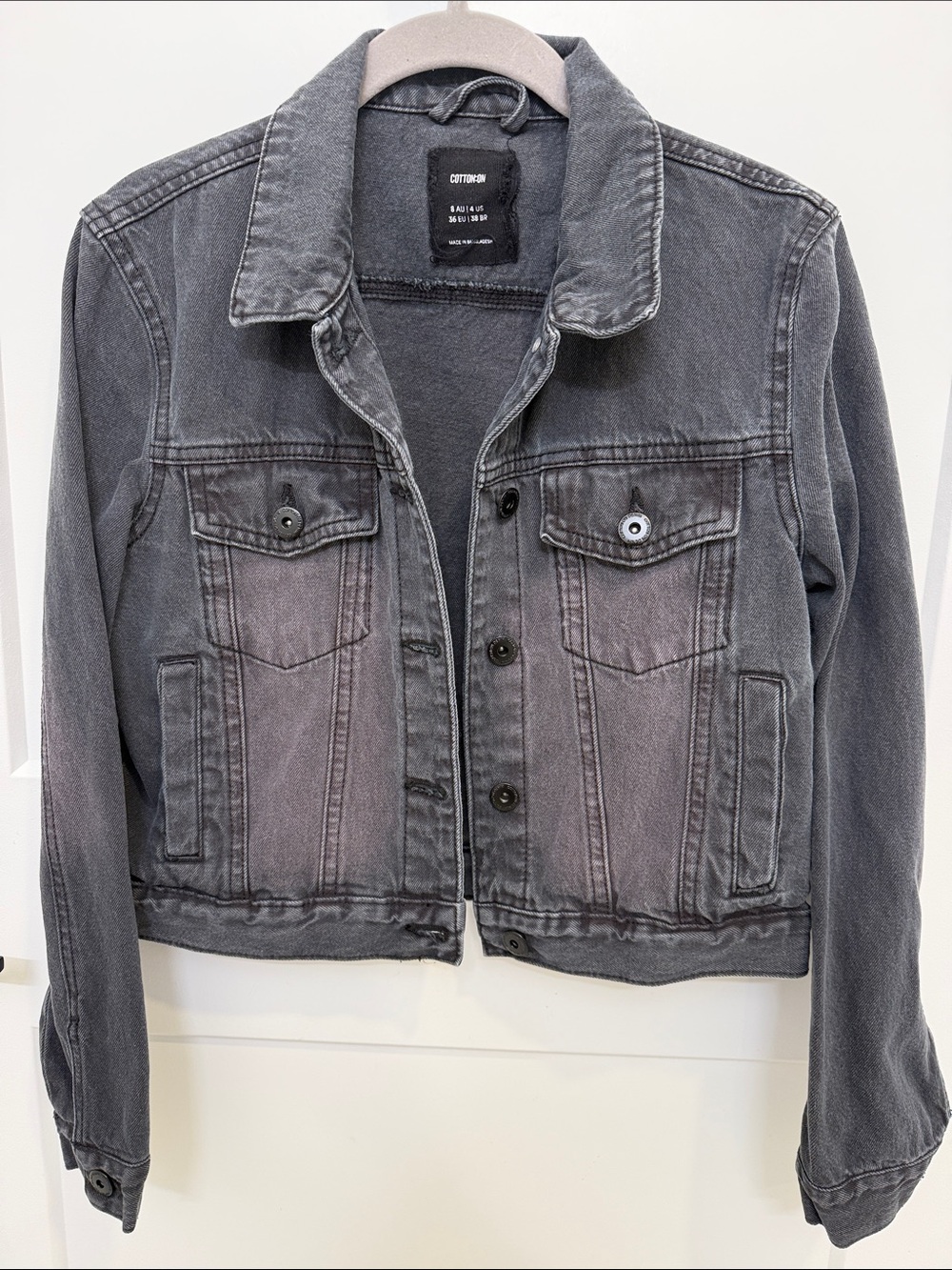 Cotton On Grey Washed Denim Jacket